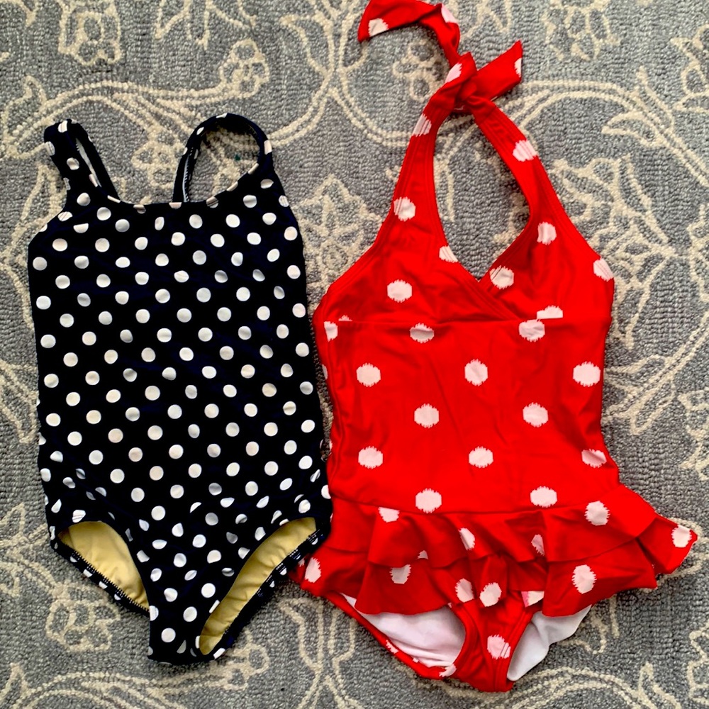 Hanna Andersson /Lands End kids polka dot bathing suits, size 4 ☀️
